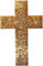 Purpledip Wandkreuz aus Holz, handgefertigt, Mangoholz, mit geprägtem Metallblech, Gold (11445)