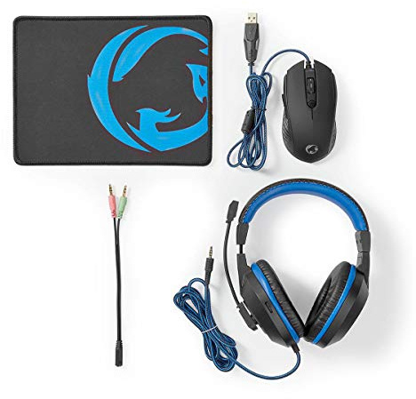 Kit combo di gioco - 3 in 1 - Cuffia, Mouse e Mouse Pad - Blu/Nero