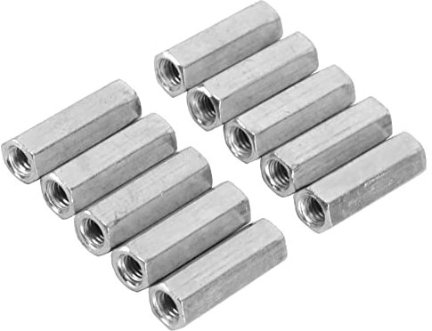 M6 Dado Esagonale Lungo a Barretta Filettatura Femmina - Raccordo Dritto Esagono Incassato - Barra Filettata Stelo Esagonale Zincato - 10 Pz (M6*30)