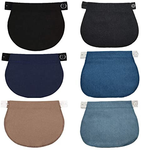 Simoda 6 Stück Schwanger Hosenerweiterung Einstellbare Taillen Verlängerung Schwangerschaft Bund Extender Elastisch Schwangerschaft Hosen Extender für Schwangere,6 Farben