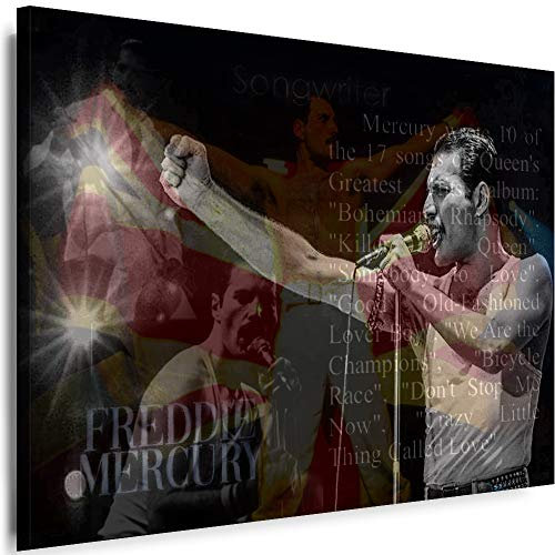 Myartstyle - Bilder Queen - Freddie Mercury Band 70 x 50 cm Leinwandbild XXL - Wandbild 1 Teilig - Gerahmter Kunstdruck Musik w-s-2023-184