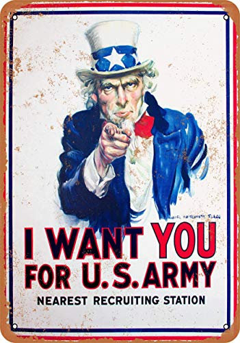 TNND I Want You for U.S. Army Uncle Sam Home Decoration Retro Metall Blechschild 20,3 x 30,5 cm