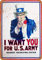 TNND I Want You for U.S. Army Uncle Sam Home Decoration Retro Metall Blechschild 20,3 x 30,5 cm