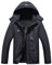 Pooluly Herren Skijacke Warm Winter Wasserdicht Windbreaker Kapuze Regenmantel Snowboard Jacken, Schwarz, XXL