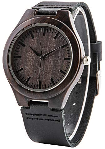LMWOOD Holz Armbanduhr Herren Herrenuhr Holzoptik Holzuhr mit Gravur Holz Herrenuhr Jubiläumsgeschenk für Männer