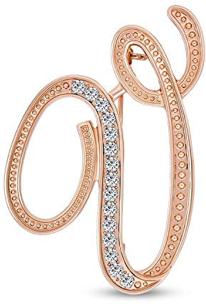 Großes Statement Abc Pave Crystal Cursive Script Monogramm Buchstaben Alphabet Initial V Schal Revers Pin Brosche Für Frauen Rose Gold Plattiert