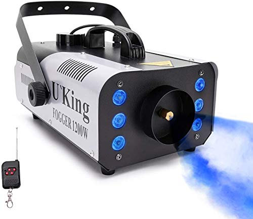 Morfit Machine à fumée, 1200 W, à LED, avec 5600 CFM de fumée, 6 niveaux de lumière LED, télécommande sans fil, pour les vacances, les fêtes, les mariages, Noël, Halloween