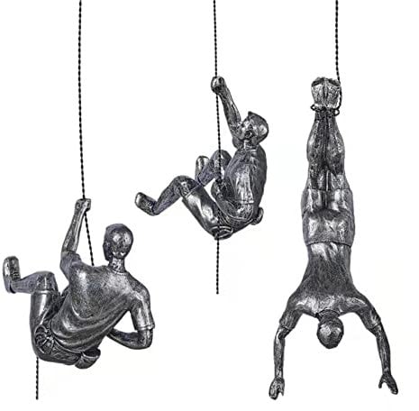 Pevfeciy Klettern Charakter Wanddekoration Skulptur,Wandschmuck Design Climber Rope ,Männer Klettern Wanddeko ,Wandobjekt Wandskulptur DIY Wandornament für Schlafzimmer Wohnzimmer Küche Büro