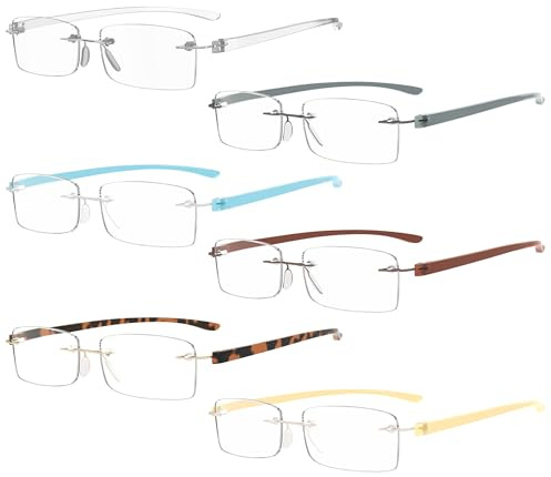 Eyekepper 4.00 Reading Glasses, Readers for Men and Women, 6 Pack Mix Color | Men's Rimless Magnifying Glass, Womens Rimless Reader Eyeglasses, Lightweight Cheaters, Scratch Resistant & Comfortable