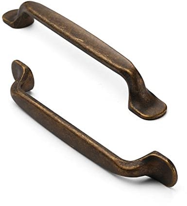 FURNIWARE 12Pack Antique Brass Kitchen Cupboard Handles, Cabinet Hardware Drawer Appliance Pulls, Kitchen Cabinet Door Handles Pull,Drawer Wardrobe Handles,Brass- 5 Inch(128mm) Hole Center