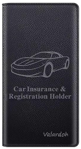 Valardoh Premium Auto Registrierung und Versicherung Kartenhalter, Auto Dokumentenhalter für Karten, Führerschein & andere wichtige Dokumente (Schwarz), Schwarz, Minimalistisch
