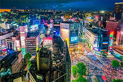 Muralo Selbstklebende Fototapete 254 x 184 Tokio Stadt Japan Tapete Architektur Gebäude Wolkenkratzer Shibuya Wohnzimmer Schlafzimmer Wandbilder XXL Wand Br. 254 cm x Hö. 184 cm