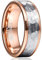 Cloyo Wolframcarbid Ring Herren Eheringe Rosegold 8mm Breite Verlobungsring Mann und Frau Silber Hammered Finish mit Dünnen Rillen Größe 54.4 (17.3)