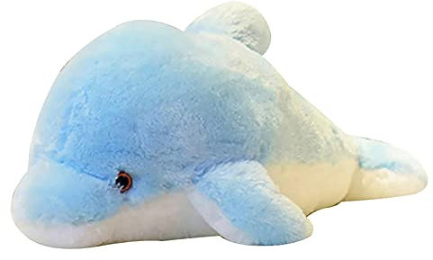 JAWSEU LED-Leucht-Kissen, LED Leuchtend Weiche Plüschtiere Delphin Kissen Kinderzimmer Weihnachten Dekoration, Plüschtiere Nachtlicht (30cm)