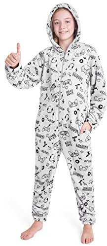 CityComfort Pigiama Intero Bambino Pigiamone di Pile con Cappuccio 7-14 Anni Pigiami Interi Bambini e Ragazzo Onesie Mimetico Gamer (11-12 Anni, Grigio)