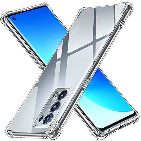 iVoler Cover per Oppo Reno6 Pro 5G / Oppo Reno 6 Pro 5G, Custodia Trasparente per Assorbimento Degli Urti con Paraurti in TPU Morbido, Sottile Morbida in Silicone TPU Protettiva Case