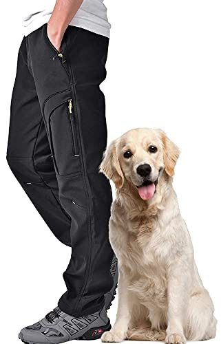 Jessie Kidden Waterproof Hiking Trousers Mens, Outdoor Snow Ski Fishing Walking Fleece Lined Insulated Soft Shell Winter Pants #MH4409-Black-36