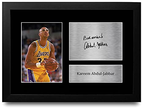 HWC Trading FR A4 Kareem Abdul-Jabbar LA Lakers Geschenke Gedruckt, Signiert Autogramm Bild für Basketball-Erinnerungsstücke-Fans - A4 Framed