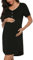 Uniexcosm Chemise de Nuit Femme Été Robe de Nuit Femme Coton Chemise de Nuit Allaitement Maternité Manches Courtes Col en V avec Bouton Devant Ouvert Noir L