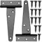 YIXISI 2 Piezas 4 Pulgadas Bisagras en Forma de T, Bisagras Puertas Madera, Bisagras en T, Bisagra de Puerta para Ventanas, Vallas, Cobertizos y Granero (Negro)