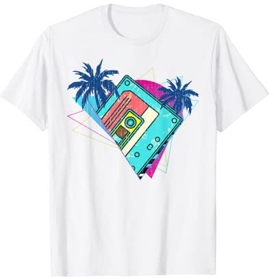 80er Kassette Musiker Palmen Tropisches Vaporwave Musik T-Shirt