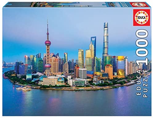 Educa 19254, Shanghai, 1000 Teile Puzzle für Erwachsene und Kinder ab 10 Jahren, Skyline, Städtepuzzle, China, Asien