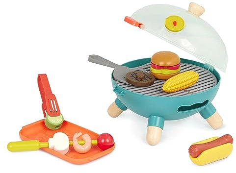 B. toys - Mini Chef - BBQ Grill Spielset - BBQ Grill Spielset - Spielzeug-Grill & Spiel-Futter - Grill-Rollenspiel-Set für Kinder - Vorgetäuschtes Kochspielzeug - 3 Jahre +
