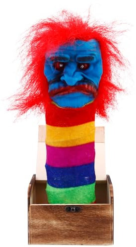 BESPORTBLE Jack In The Box Clown: Scare Box Clown Pranks Box Chic Horror Sound Licht Hölzern Hexenüberraschung Box Clown Streich Schreckensbox Kniffliger Witz mit Roten Haaren