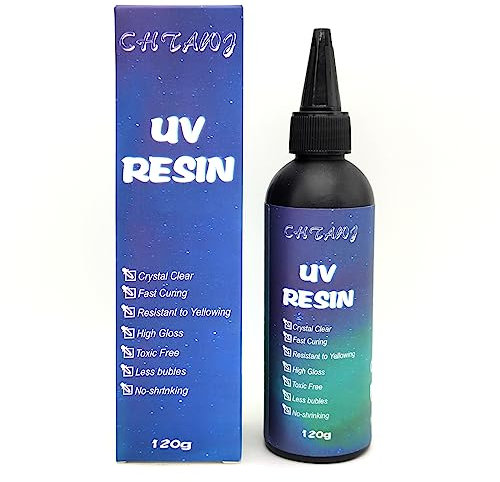 UV-Harz 120g kristallklar,UV-Härtung, DIY Kunst Anhänger, Ohrringe, Armbänder,epoxidharz zubehör,Halsketten, UV Kleber, uv harz für Schmuckherstellung