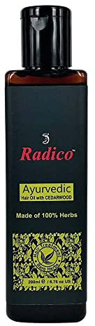 Radico Organic Ayurvedisches Haaröl | Mit Zedernholz | Spendet wichtige Nährstoffe | Gegen Haarspliss | Verleiht Glanz | Verbessert die Kämmbarkeit | 200 ml