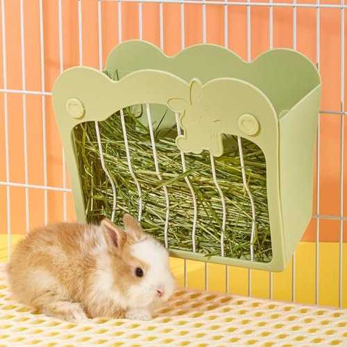 Heuraufe Kaninchen, Heu Futterspender für Käfig, Futterstation für Hasen Meerschweinchen Chinchilla