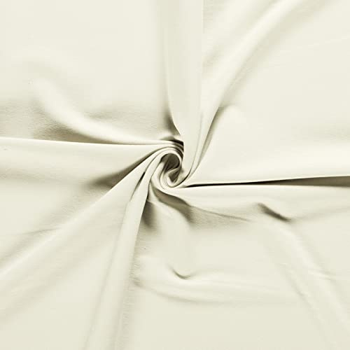 0,5m French-Terry Stoff Uni Oeko-Tex 5% Elasthan Baumwollstoff Meterware, Farbwahl, Farbe:051 - creme