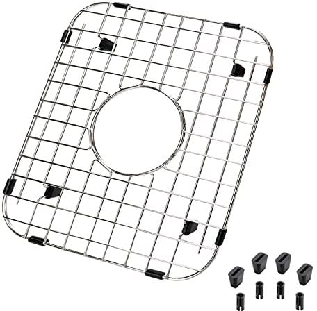 FarBoat Kitchen Sink Bottom Grid Metal Sink Grate Metal Sink Grate with 4-7/8in Center Drain Hole (13.6in x 11.6in)