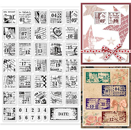 GLOBLELAND Klare Stempel Mit Datum, Retro-Zahl, Text, Hintergrund, Silikon, Transparente Stempelsiegel Für DIY Scrapbooking, Tagebücher, Dekorative Karten, Fotoalbum