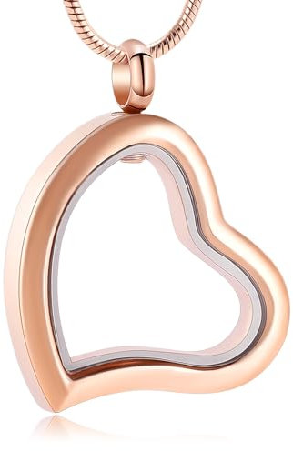 VCCWYQK Collier urne funéraire en forme de cœur en verre pour cendres en acier inoxydable pour femme, Acier inoxydable