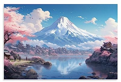 AYAROS Retro-Schnee-Berg-Malerei, Poster, moderne Landschaft, Kirschbäume, Leinwand, Wandkunstdruck, Gemälde für Haus und Zimmer