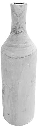 Holz Blumenvase XXL Flasche - 46 cm in White Washed - Deko Vase naturbelassen - Tischdeko Fensterdeko für Kunstpflanzen und Pampasgras