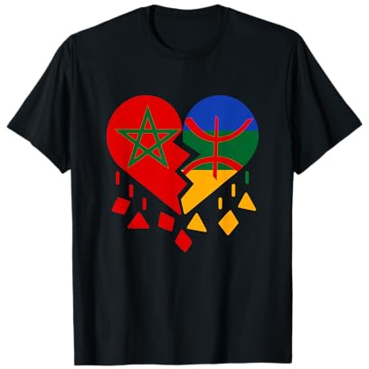 Drapeau du Maroc Amazigh Cœur Brisé T-Shirt
