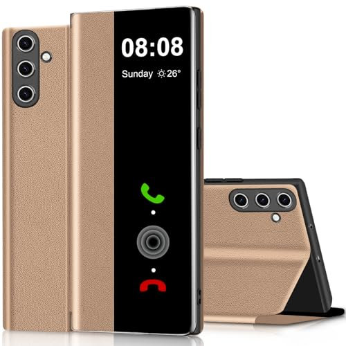 Handyhülle für Samsung Galaxy A34 5G Hülle Clear View, für Samsung Galaxy A34 Hülle mit Ständer Klappbar Touchscreen View Flip Extra-Dünn Leder Schutzhülle Case, für Samsung A34 5G Hülle Clear S View