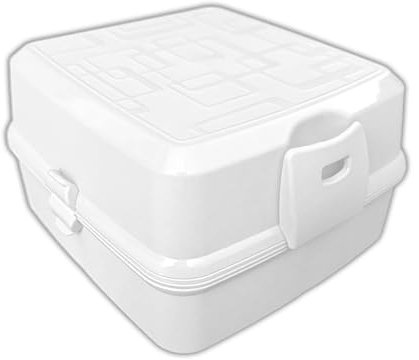 HAC24 Brot- und Lunchbox mit 4 Fächern Vesperdose 1400ml Brotdose Inkl. Gabel & Löffel Snackbox Vorratsbox Brotbüchse Kunststoff (weiss)