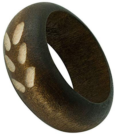 Soul-Cats 1 Fingerring aus Holz mit Motiv Ähre dunkelbraun Holzring Band Ring Handarbeit natürlich, Größe:16 mm