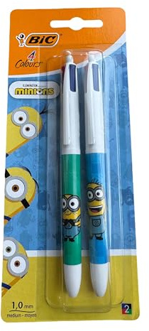 BIC Minions Original-Kugelschreiber, mittlere Spitze (1,0 mm), 4 Farben, 2 Stück