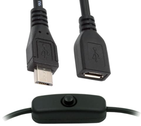 CY - Cavo Micro USB 2.0 con interruttore On/Off Micro 5-pin da spina a presa per DC 5 V lampada da scrivania ventilatore fotocamera