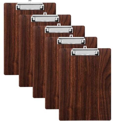 LDHHYH 5 Stück Klemmbretter A4 Holz, Klemmbrett Holz A4 Dicke 3 mm mit Metalklemme und Aufhängeose,Schreibbrett Schreibplatte Clipboard Zwischenablage für Büro,Restaurant,Schule