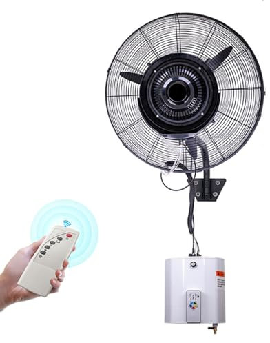 Ventilador De Pared, Ventilador Nebulizador De Agua Con Control Remoto/Temporizador, Ventilador De Niebla Enfriador, 3 Velocidades, Depósito De Agua 15 Litros, Función De Rociado(710mm(260W))