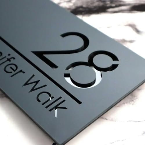 Personalisierte Acryl-Hausnummer, lasergeschnittenes Türnummernschild, individuelles Hausnummernschild, individuelles Hausnummernschild (schwarzer Text))