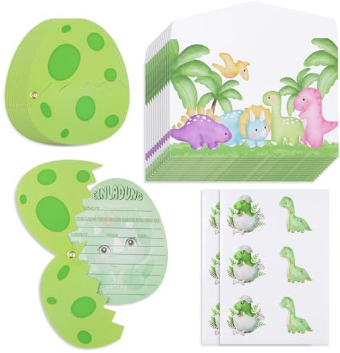 Raxfekro 12 Stück Einladungskarten Kindergeburtstag Dinosaurier Einladung Kindergeburtstag partyeinladungen Junge Mädchen einladung dino