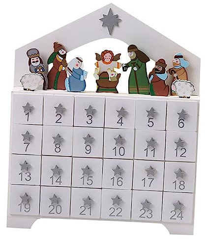 Amosfun Einzigartiges Desktop-ornament 1 Stück Hölzerner Weihnachts-adventskalender 24 Tage Zählen für Weihnachtsdeko Party-dekoration