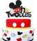 SYKYCTCY 1 Pack Mouse Oh Twodles Birthday Cake Toppers - Glitter White Gloves Star Mouse Inspired Second Cake Pick for Baby Shower Kids Party Decorations Supplies Red