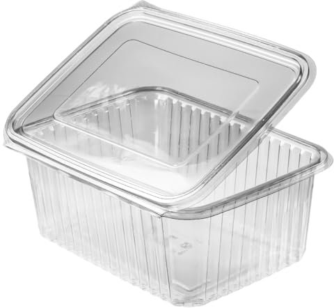 MyPapp 100 Stk. Rechteckbecher klar mit Deckel 2000 ml (PET)